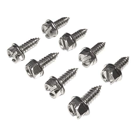 Revolution Car Badges Chrome License Plate Screws for Fastening License Plates, Frames, and Covers on American Cars and Trucks (Chrome Plated)