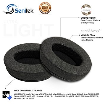 Replacement Ear Pads For Headphones By Senitek Protein Leather Earphone Covers - Memory Foam For Unmatched Comfort & Noise Blocking - Headset Cushions - 8 compatible models
