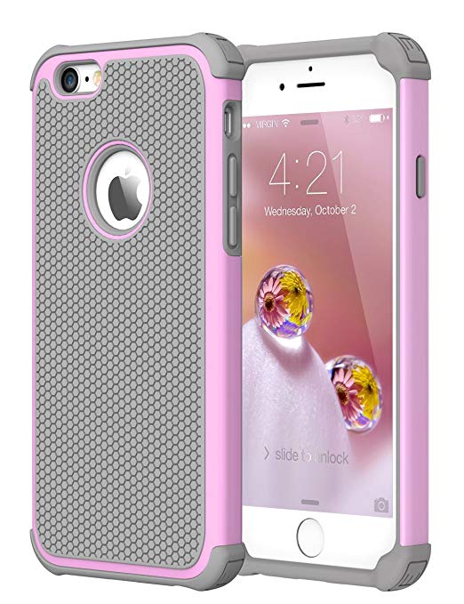 iPhone 6S Case,iPhone 6 Case,CHTech Double Durable Shockproof Case for Apple iPhone 6/6S 4.7 inch (Gray-Pink)