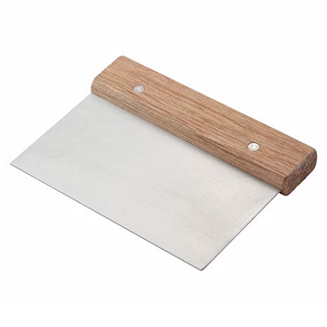 Winco Winware Stainless Steel Dough Scraper with Wood Handle