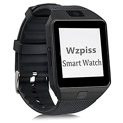 DZ09 Bluetooth Smart Watch - Wzpiss Smartwatch Bracelet with Camera SIM Card TF Slot Pedometer for iPhone IOS Samsung Galaxy Note Nexus HTC LG Sony Android Smartphones (Black)