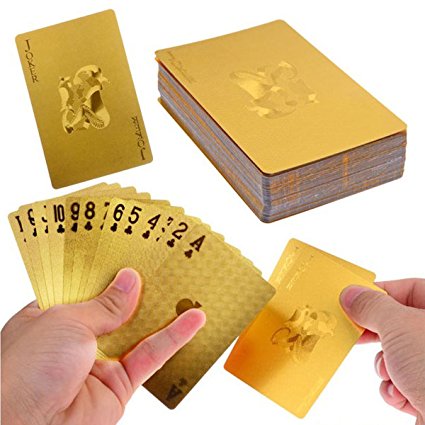 Bestmaple Durable Waterproof Luxury 24K Gold Foil Poker Playing Cards Deck Carta de Baralho with Box Good Gift Idea