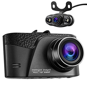 Dual Lens Dash Cam, CiBest® HD1080P Car Cam [car video recorder] [dashboard cam] 3.0" TFT Screen 170° Wide Angle with G-Sensor, WDR, Motion Detection, Parking Monitoring, HDMI/AV interface