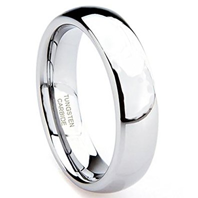 6mm Tungsten Rings Carbide Men's Wedding Band Ring in Comfort Fit and Shinny Plain Dome Polished Finish Fit Size 5-16