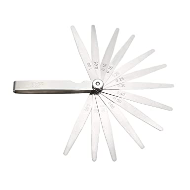uxcell Feeler Gauge 0.05-1.0mm 13 Pieces Stainless Steel Thickness Gauge for Measuring Gap Width Thickness