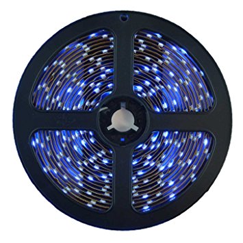 3528 Blue LED Light Strip - 300 LEDs, 72 Lumens & 1.3 Watts per Foot, 12V DC, Adhesive Backed - for Kitchens, Cabinets, Displays, Bedrooms, Crown Molding & More