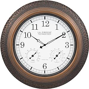 La Crosse Technology 433-3256A-INT 21-inch Bronze Indoor/Outdoor Atomic Analog Wall Clock