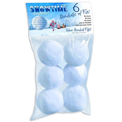 Indoor Snowball Fight - Snowtime Anytime - 6 Pack - Safe, No Slush, No Mess