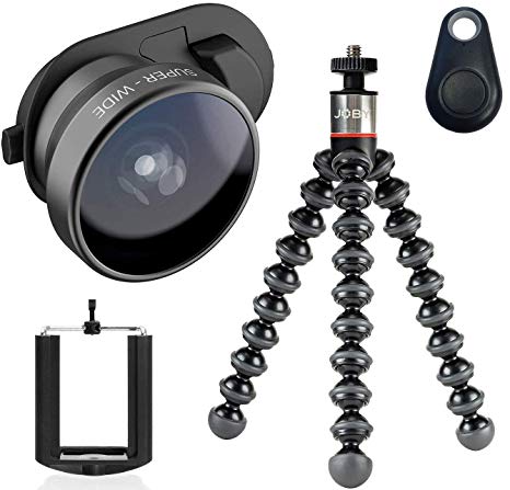 Olloclip Multi-Device Clip with 3-in-1 Universal Essential Lens Kit Includes Fisheye   Super Wide Angle   Macro with Flexible Smartphone Tripod and Selfie Remote Shutter