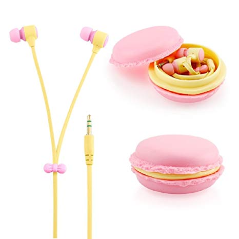 Zerowin Cute 3.5mm in Ear Earphones Earbuds Headset with Macaron Earphone Organizer Box Case for iPhone,for Samsung,for Mp3 iPod Pc Music