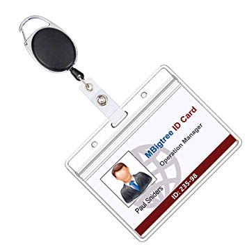 Retractable Badge Holders with Carabiner Reel Clip and Horizontal Style Heavy Duty ID Card Holders 2 Packs