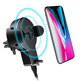 Wireless Car Charger iPhone X, ROCK iPhone Car Holder W2 Car Wireless Charging Stand for Samsung Galaxy S8 S8Plus S7 S7 Edge S6 S6Edge, Air Vent Phone Holder Wireless Charger for iPhone 8 8Plus