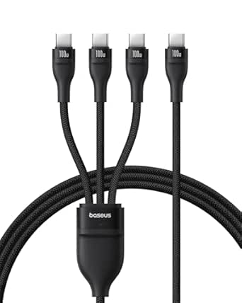 Baseus Multi Charging Cable, 3 in 1 USB C Cable Fast Charging, Nylon Braided Type C Cable for iPhone 15/Pro/Plus/Pro Max, MacBook, iPad Pro/Air/Mini, Galaxy S23/S22 (Black)