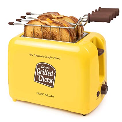 Nostalgia GCT2 Deluxe Grilled Cheese Sandwich Toaster with Extra Wide Slots, Yellow