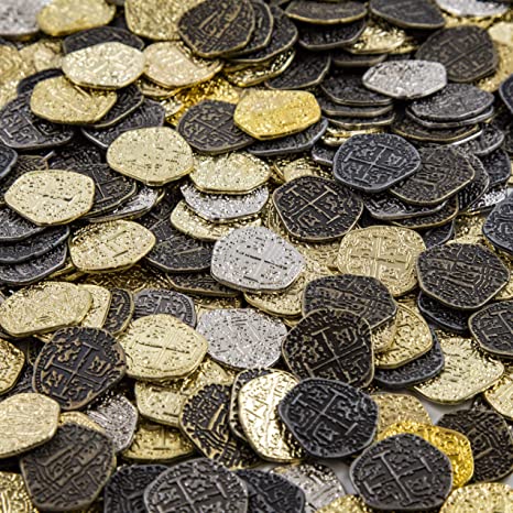 Pirate Treasure Coins - 30 Gold and Silver Doubloon Replicas