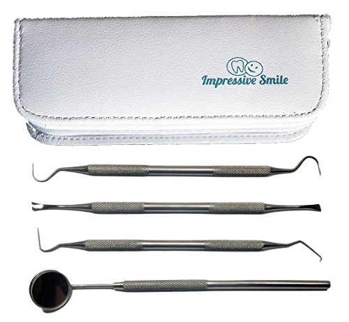 #1 Dentist Tools Kit – A Grade Stainless Steel Dental Hygiene Set, Tarter Remover, Dental Pick, Dental Scraper, Mouth Mirror and FREE Protective Case