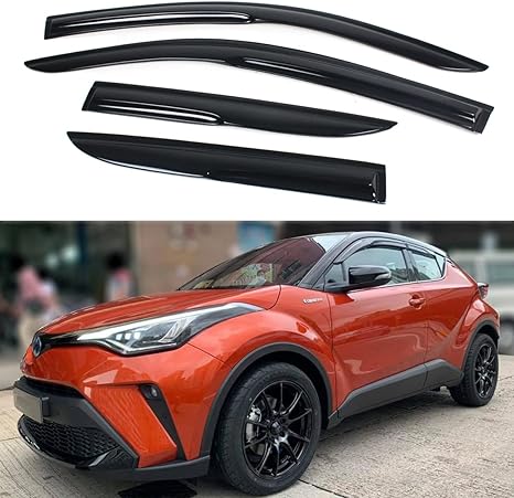 3D Wavy Smoke Window Visor Rain Guard Deflector Compatible with 2017-2022 Toyota CHR