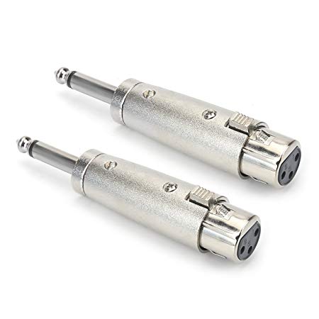 Tisino XLR to 1/4 Adapter, Quarter Inch TS Mono Male Plug to Female XLR Converter Audio Connector - 2 Pack