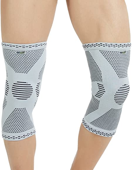 Neotech Care Bamboo Fiber Knee Support (1 Pair) - Lightweight, Elastic, Comfortable & Breathable Fabric - Sleeve Brace for Men, Women, Youth - Right or Left - Grey (Size L)