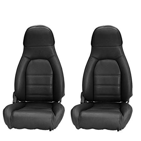 AutoBerry Compatible with Mazda Miata Front Seat Cover Kit Standard Seats Black Leatherette 1990-1996