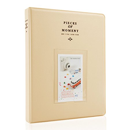 CAIUL 128 Pockets Mini Photo Album for Fujifilm Instax Mini 7s 8 8  9 25 26 50s 70 90 Film, Polaroid PIC-300 Z2300 Film (Beige)