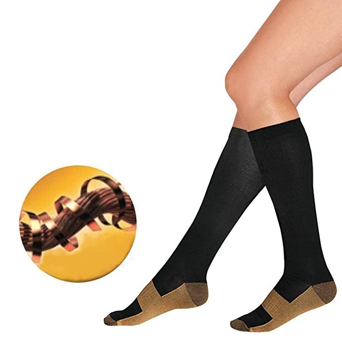 Skudgear Varicose Veins Pain Relief Compression Socks for Running, Sports, Fitness, Medical for both Men and Women (Free Size) 15-20 mmHg compression