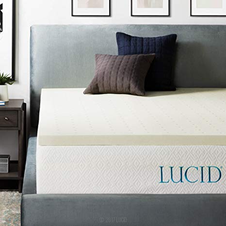 LUCID 2 Inch Ventilated Memory Foam Mattress Topper - 3 Year Warranty - Twin