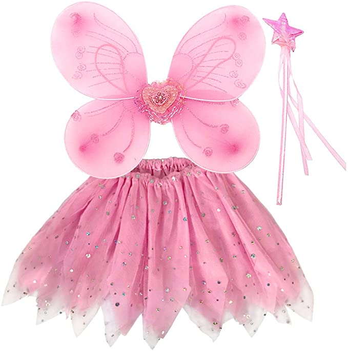 Fairy Costume Kids Butterfly Wings Set Princess Costume for Girls Party Pink