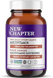 New Chapter Men's Multivitamin for Immune, Stress, Heart   Energy Support with Fermented Nutrients - Every Man's One Daily, Made with Organic Vegetables & Herbs, Non-GMO, Gluten Free - 60 ct