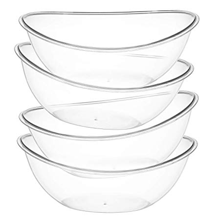 Oval Plastic Serving Bowls - Party Snack or Salad Disposable Bowl, 80-Ounce,