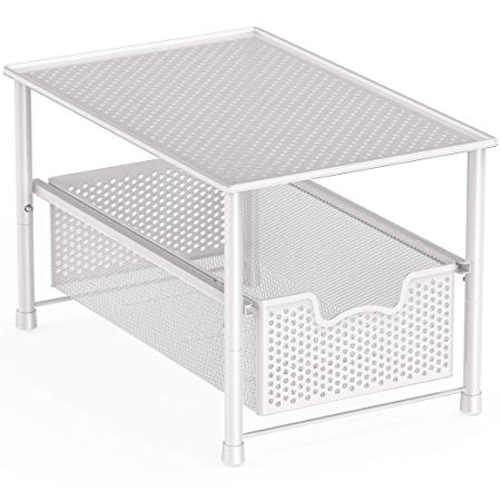 Simple Houseware Stackable Under Sink Cabinet Sliding Basket Organizer Drawer, White