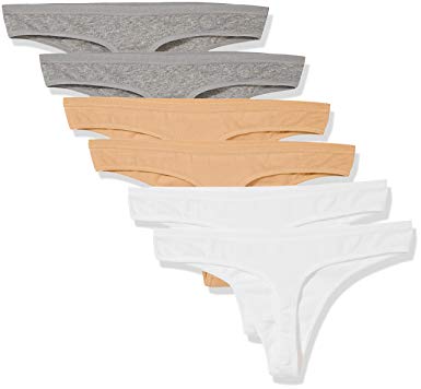 Madeline Kelly Women's 6 Pack Cotton Thong Panty