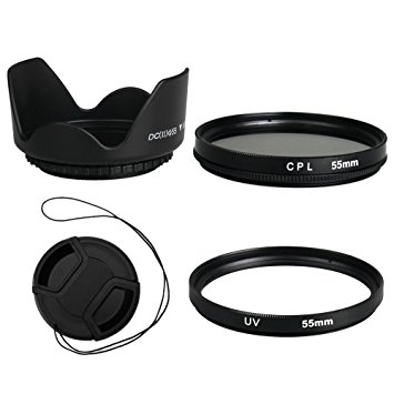 BPS 55mm Filter Set - UV Filter   CPL Filter Lens Hood   Lens Cap for Nikon D5500 D5300 D3300 D3200 D7100 D7200 Canon EOS 1200D 1100D 1300D 750D 700D Digital Camera