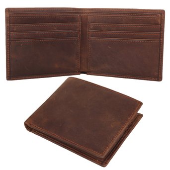 Texbo Mens Genuine Cowhide Leather Vintage Bifold Wallet