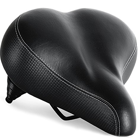 Bikeroo Most Comfortable Bike Seat for Seniors – Extra Wide and Padded Bicycle Saddle for Men and Women Comfort – Universal Bike Seat Replacement