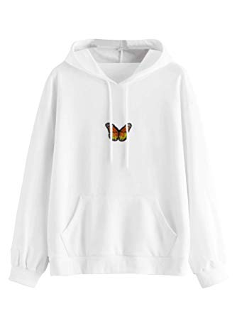 DIDK Women's Pocket Neon Slogan Print Drawstring Hoodie Sweatshirt