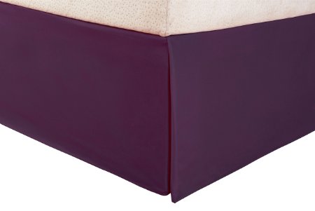 1500 Series 100% Microfiber Pleated Queen Bed Skirt Solid, Plum - 15 Inch Drop and Wrinkle Resistant