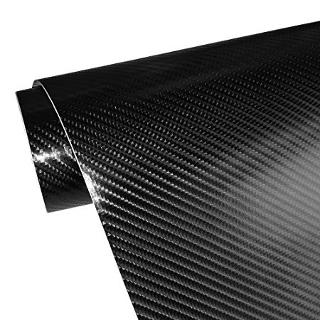 4D Carbon Fiber Adhesive Car Vinyl Wrap Sticker with Air Release 11.5"x60"(Black)