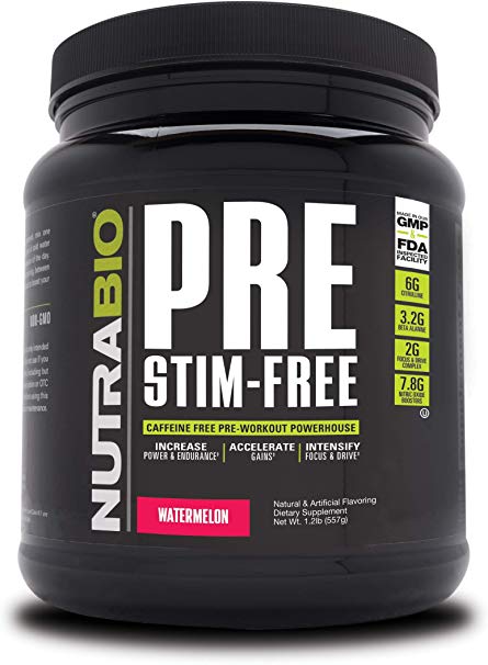 NutraBio PRE Stim Free - Caffeine Free Pre Workout (Watermelon)