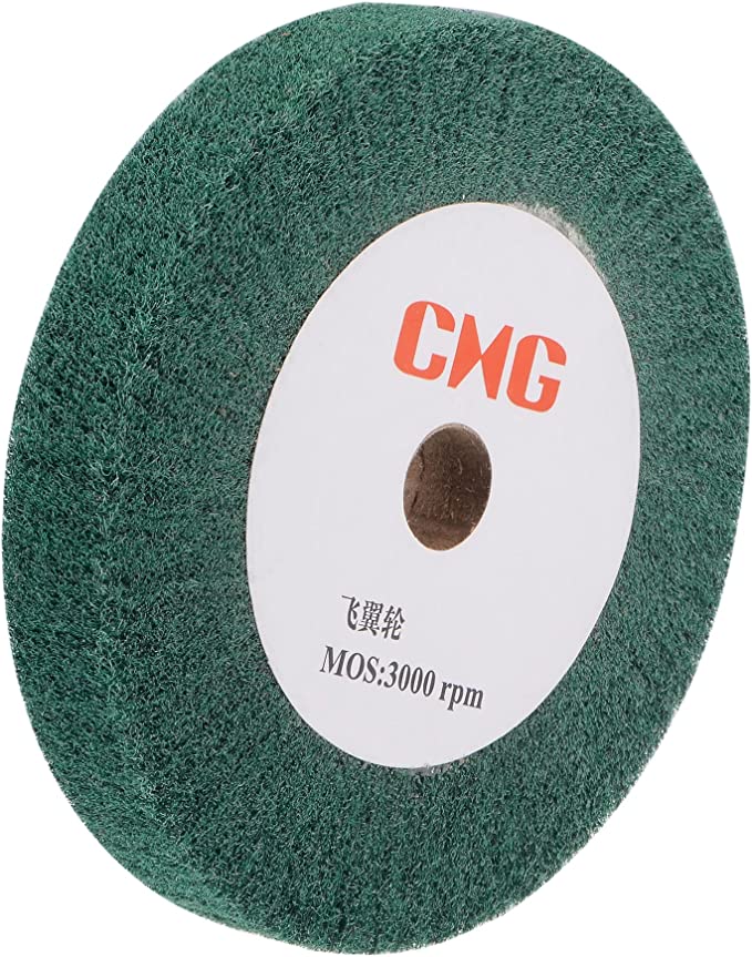 uxcell 150mm x 25mm 240 Grit Non-Woven Polishing Burnishing Wheel Nylon Wire Drawing Abrasive Flap Wheel for Stainless Steel Copper Green