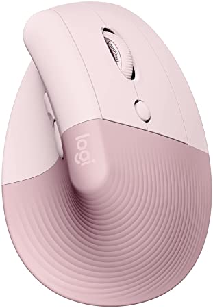 Logitech Lift Vertical Ergonomic Mouse, Wireless, Bluetooth or Logi Bolt USB Receiver, Quiet clicks, 4 Buttons, Compatible with Windows/macOS/iPadOS, Laptop, PC - Rose