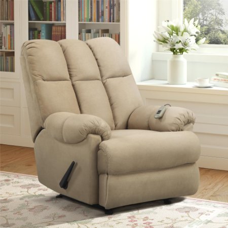 Dorel Living Padded Dual Massage Recliner, Tan