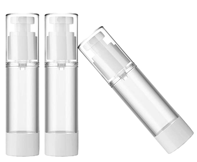 【US Stock】 1.7oz/50ml Clear Airless Pump Bottles Vacuum Dispensing Fine Mist Sprayer Refillable Liquid/Lotion Container, 3