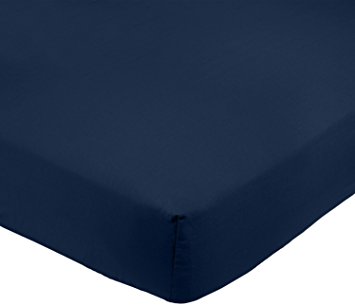 AmazonBasics Microfibre Fitted Sheet, Double - Navy Blue