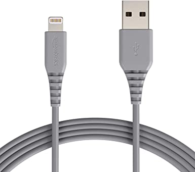 AmazonBasics Lightning to USB A Cable, MFi Certified iPhone Charger, Grey, 10 Foot