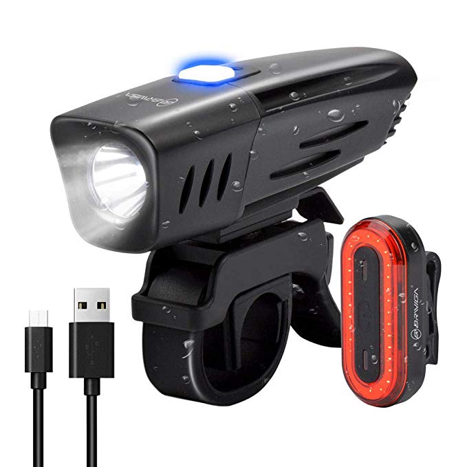 BRIVIGA USB Rechargeable Bike Light Set, 900 Lumens LED Bicycle Light Front & Rear Tail Light, 2600Mah Waterproof Bike Headlight   Rear Bike Light, Flashlight for Cycling Safety, Rubber Strap Mount