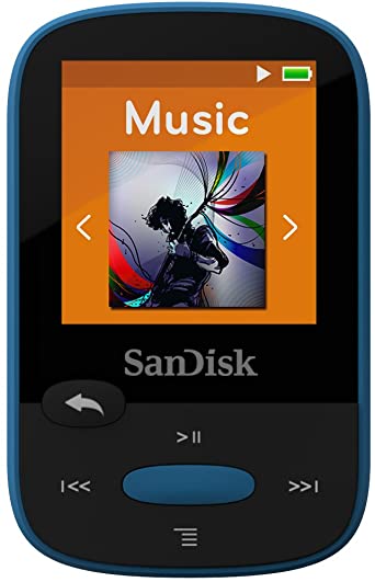 SanDisk 8GB Clip Sport MP3 Player, Blue - LCD Screen and FM Radio - SDMX24-008G-G46B