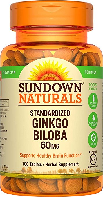 Sundown Naturals Ginkgo Biloba Standardized Extract 60 mg, 100 Tablets