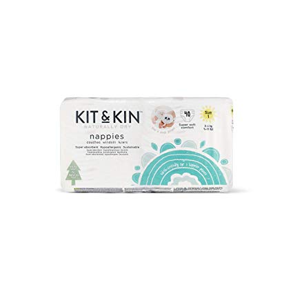 Kit & Kin Eco Nappies Size 1 Hypoallergenic and Sustainable (40 x 4 packs, 160 nappies)