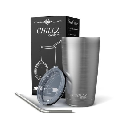 Chillz 20 oz Tumbler with Stainless Straw and Lid